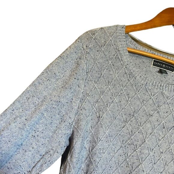 NWT! Karen Scott light blue crew neck knit sweater - Picture 3 of 11